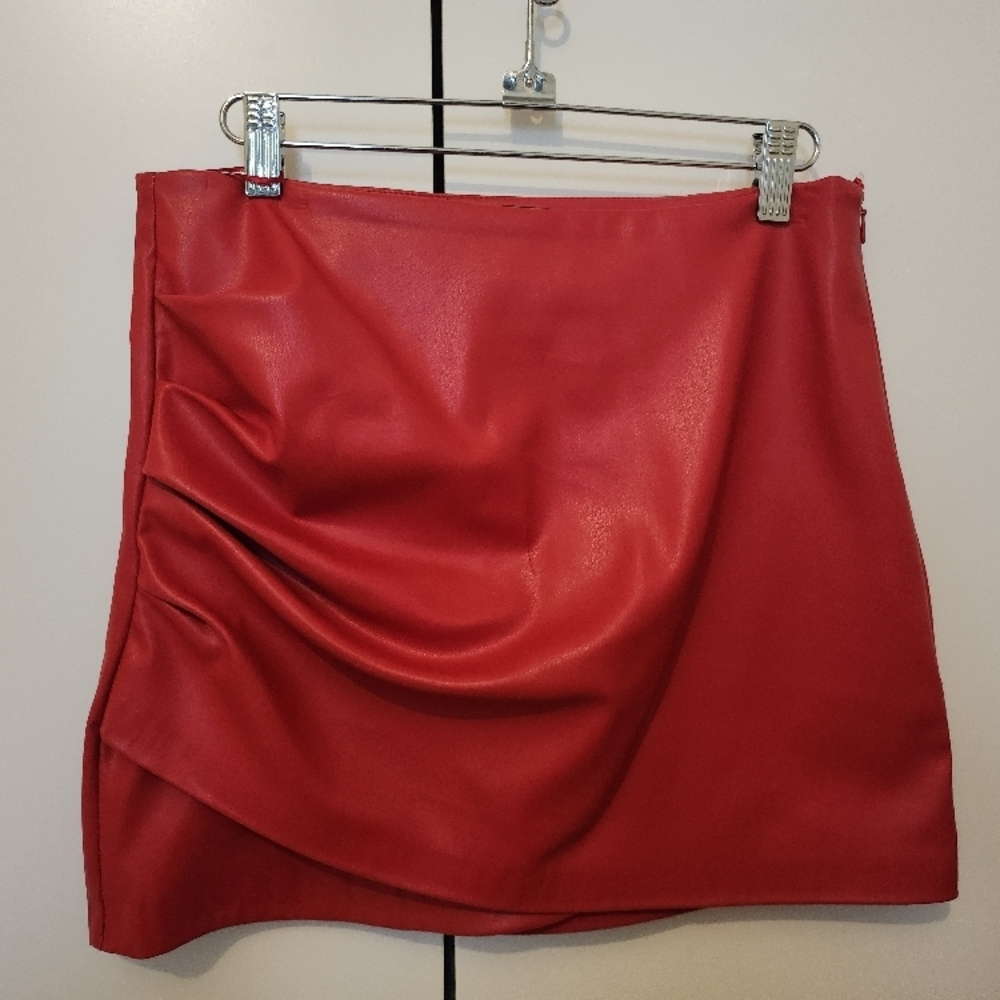 Zara Red Wrap Mini Skirt